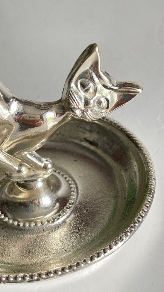 Image 1 of Zilverkleurig metalen katten sieradenbakje