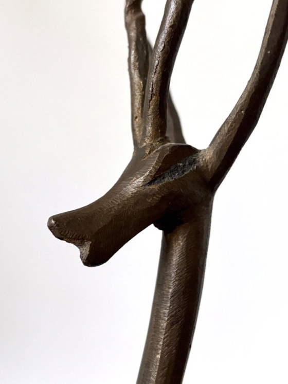 Beautiful minimalist gazelle sculpture MCM style from the 60s, Decorative Objects, Bronze, Brown (photo 7 of 8)