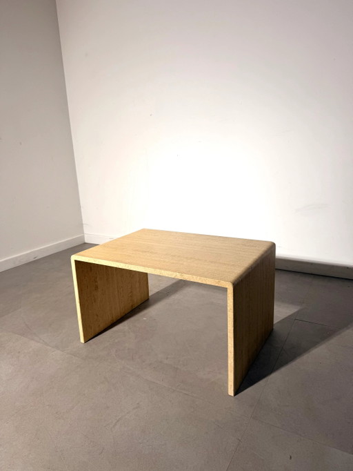 Vintage Travertin Bijzettafel – Minimalistisch Design