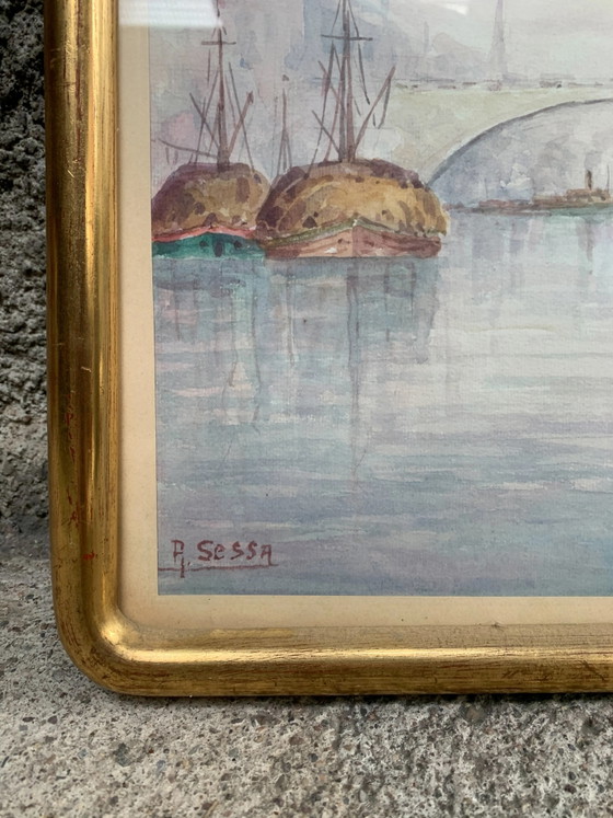 Paar aquarellen van Aldo Sessa, Schilderijen & Tekeningen (foto 4 van 7)