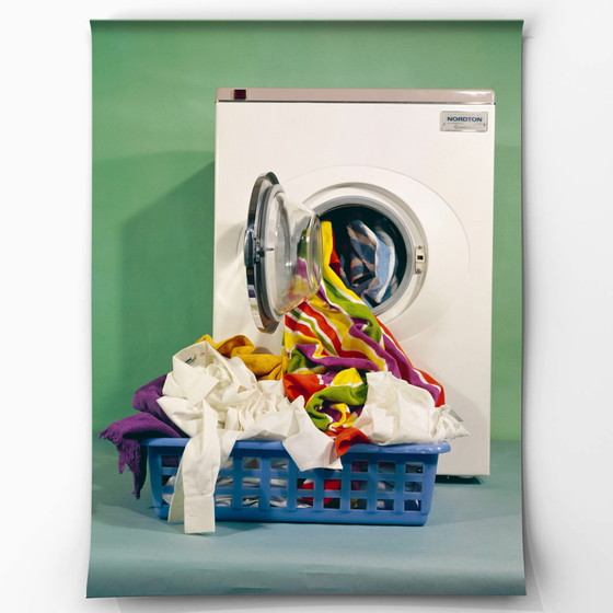 Image 1 of 1x Publicité du milieu du siècle, vers 1965 | Machine à laver sur fond vert