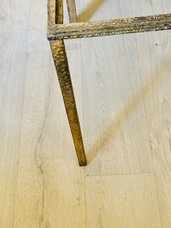 Duo di Basi per Tavolo Robert Thibier - Ferro Battuto Foglia d'Oro - Anni '60 – Tavolini, Iron, Gold (photo 12 of 15)