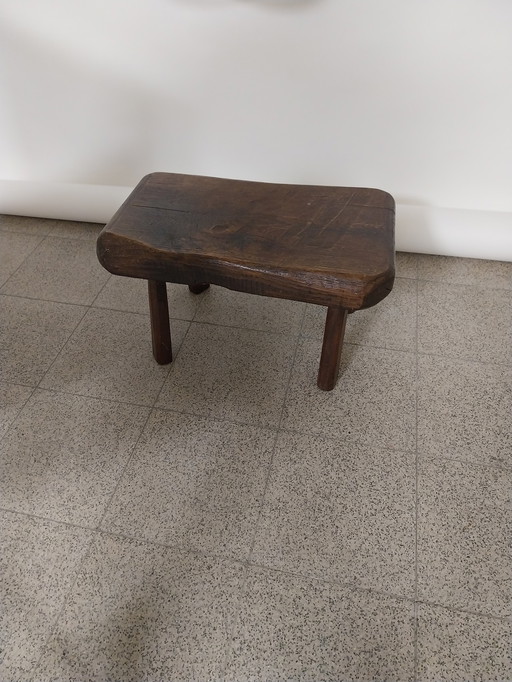 1 x Brutalist Side Table in Heavy Dark Oak 1970's