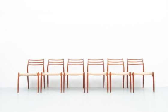 Image 1 of 6x Model 78 made of teak by Niels Otto Møller for J.L. Møller Møbelfabrik (1950s)