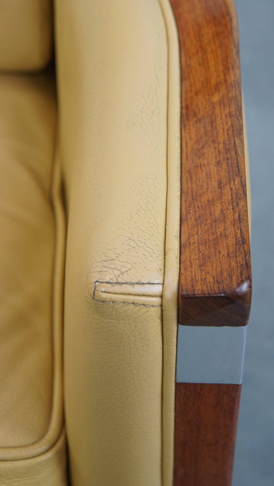 Image 1 of Art Deco Schuitema Design Sessel in gelbem Leder mit hoher Rückenlehne aus der Serie Decoforma