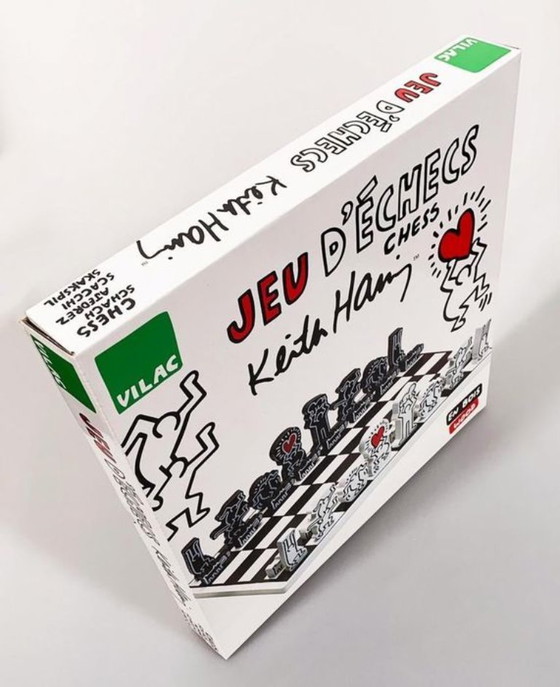 Image 1 of Keith Haring Schachset, schwarz-weiß, neu!!!