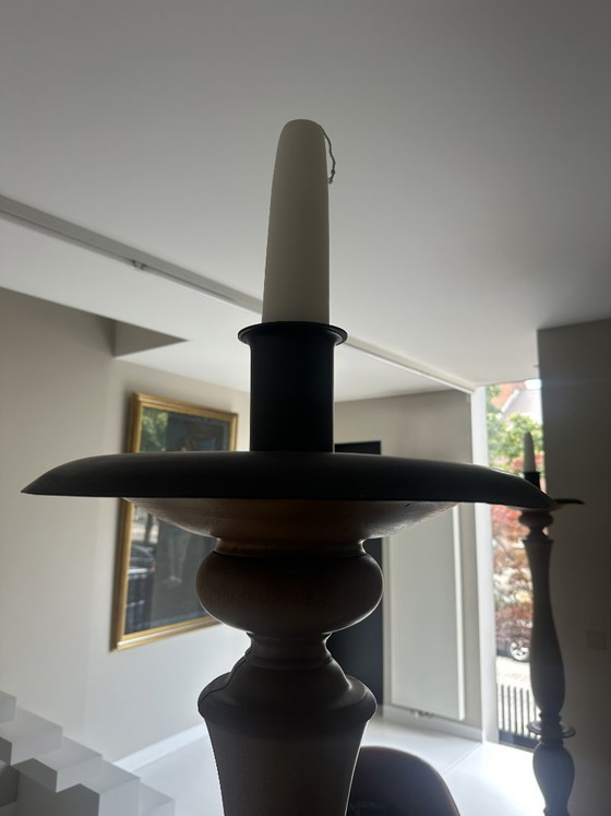 Set Of Two Large Church Candlesticks / Altar Candlesticks – Candle holders, Wood (photo 4 of 5)