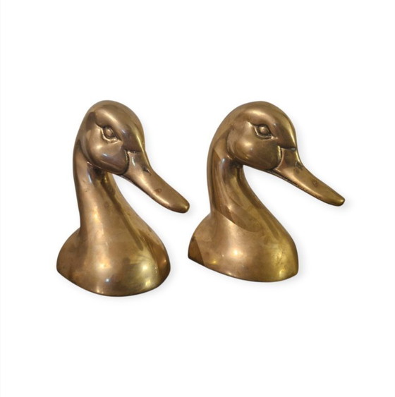 Image 1 of Elegantes sujetalibros de latón con forma de patos