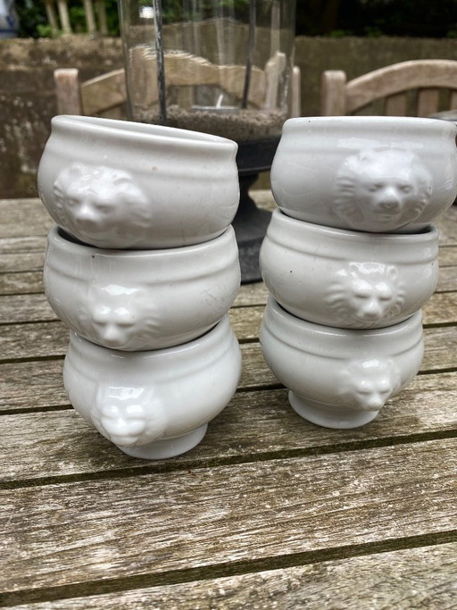 Terrines met leeuwenkop, 6 stuks