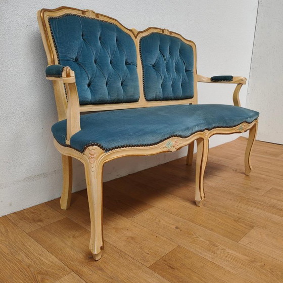 Banc Vintage Brocante Rococo Queen Ann pour Hall et Boudoir – Textile (photo 8 of 20)