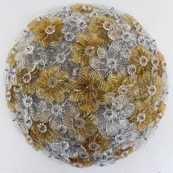 Image 1 of Barovier & Toso Wall Sconce / ceiling lamp , Millefiori flowers , Italy , 1970s