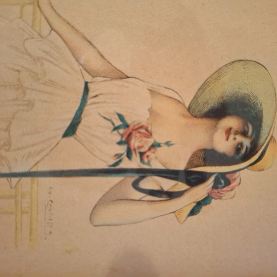 Image 1 of 2 x art nouveau tekening van Gaspar Camps