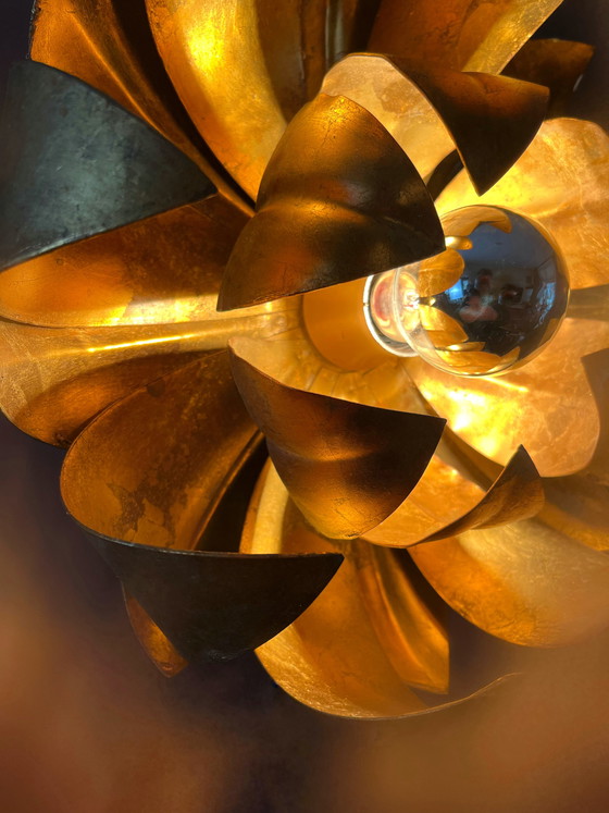 Image 1 of Set of Florentine Hollywood Regency leaf lamps