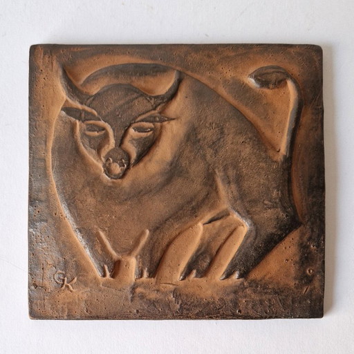Kinze Keramik Denmark - Wall plate bull - Signed