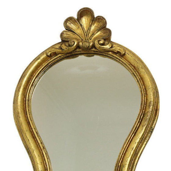 Image 1 of Specchio con decorazioni a cresta francese e foglia d'oro, 48 cm