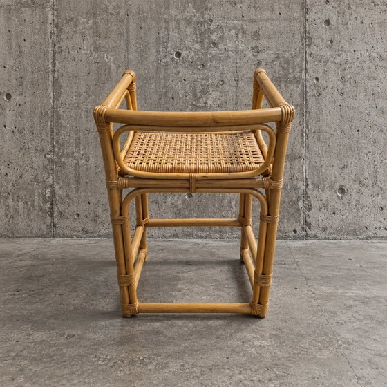 2 x sgabello in rattan / bambù / seduta in vimini / anni '70 – Sgabelli, Wicker, Bamboo (photo 5 of 5)