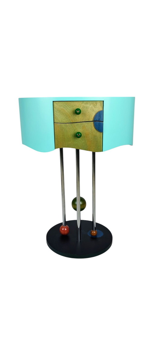 Postmodern turquoise design cabinet 1990s