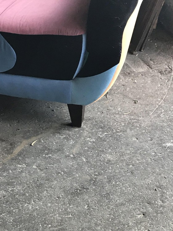 Set of Mid-Century Armchairs in Multicoloured Fabric with Black Painted Legs – Mid Century Modern (photo 6 of 7)
