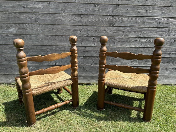 Image 1 of Een paar brutalistische stoelen, toegeschreven aan Charles Dudouyt.