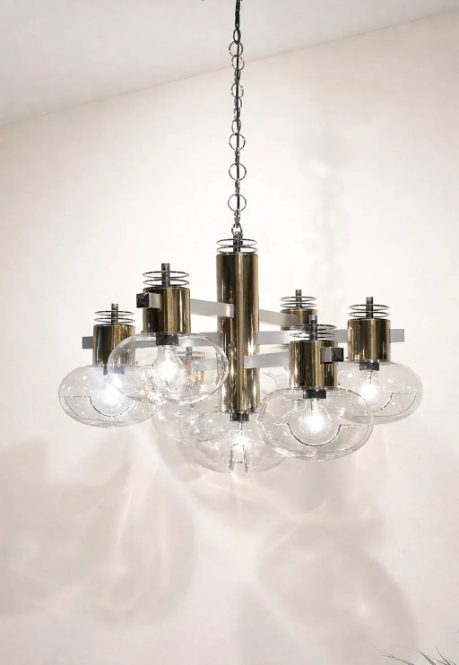 Lampada a sospensione italiana Murano di metà secolo – hanglampen, Metal