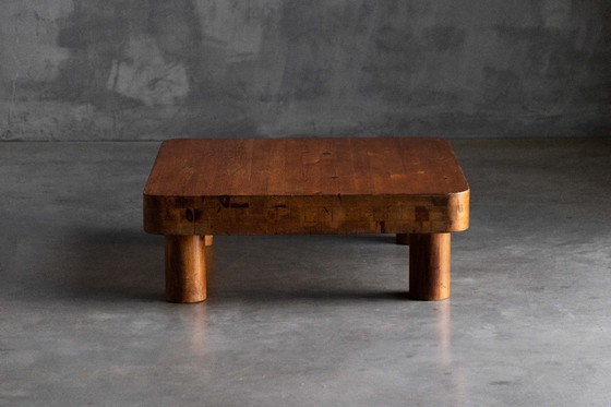 Image 1 of Brutalist Pine Low Coffee Table, France, 1960s