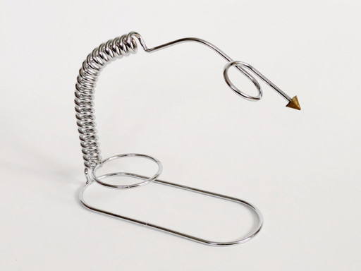 1980s Memphis Style Chrome Wine Bottle Holder, Postmodern Barware, Modernist Kitchen Decor