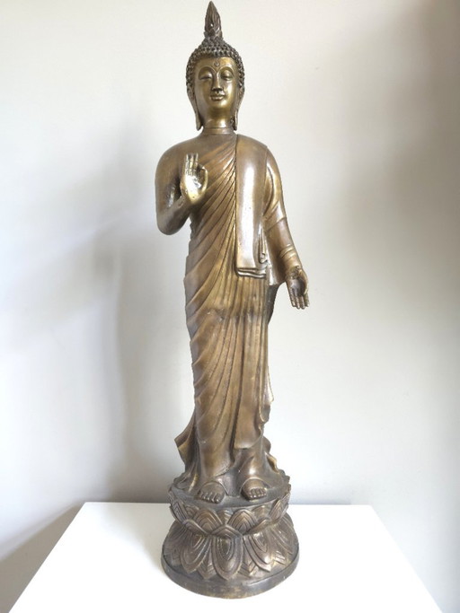 Antique Standing Bronze Thai Buddha (70 cm) – Vitarka Mudra