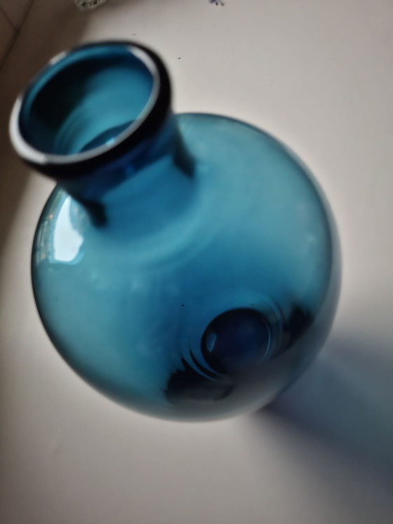 Vaso a bottiglia di design soffiato a mano - blu petrolio (28cm), Vasi, Vetro (foto 2 di 5)