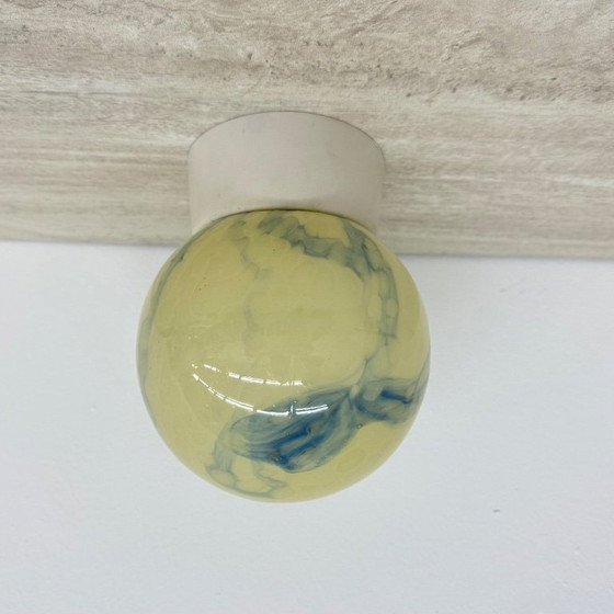 Image 1 of Thabur art deco marbled glass ceiling lamp , 1930s the Netherlands