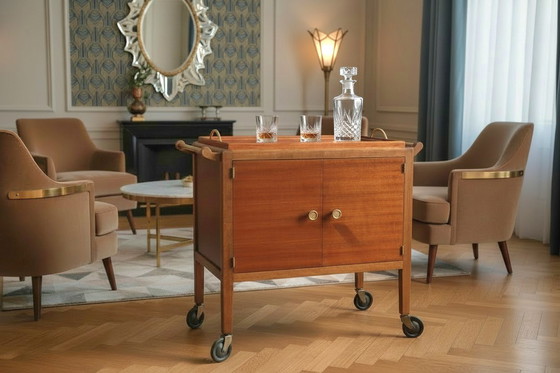 Image 1 of Art Deco serveerwagen op wielen met afneembaar dienblad – Gauthier-Poinsignon Workshops, Nancy, circa 1930