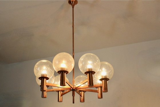 Lampadario in rame e vetro soffiato di Ott International (foto 3 di 14)