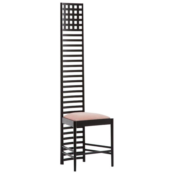 Chaise High Ingram Postmoderne Charles R. Mackintosh avec Tissu Fornasetti Alivar (photo 4 of 27)