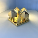 Honsel wandlamp, goud met kristallen cilinders