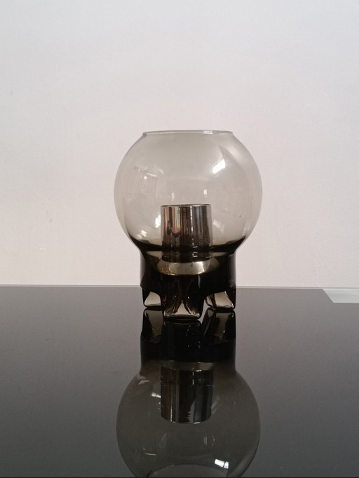 Lampada da tavolo in vetro fumé di Sussmuth Leuchten, anni '70