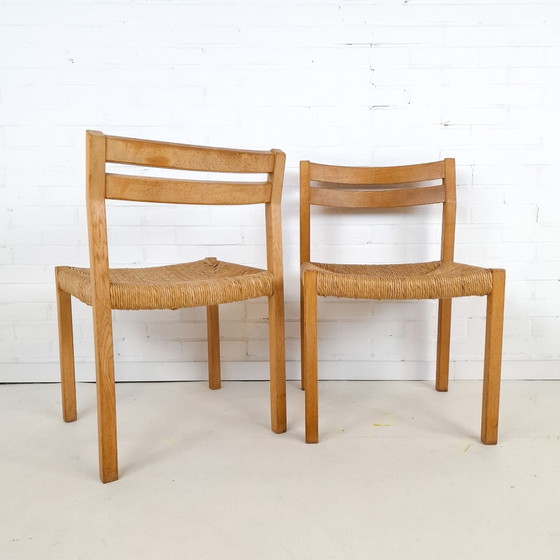 2x Vintage J.L. Moller model 401 Danish design chairs 70s – Dining chairs, Wicker, Wood (photo 4 of 11)