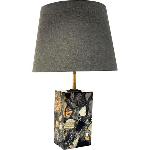 Vintage rectangular stoneware table lamp by Buskøy Steinindustri AS, Norway 1980