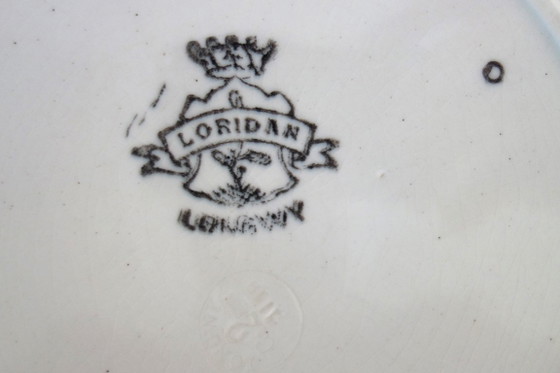 Image 1 of 8 flache Longwy-Teller, Muster Loridan, um 1900