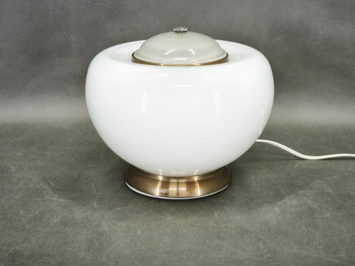 1970s Italian Space Age White Glass Table Lamp