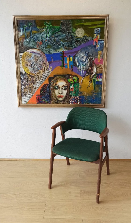 Image 1 of Barbara Ur, Personnes dans l'escalier, 1974, Huile sur toile