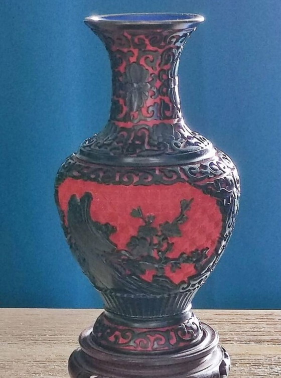 Image 1 of Cinnabar vase duo