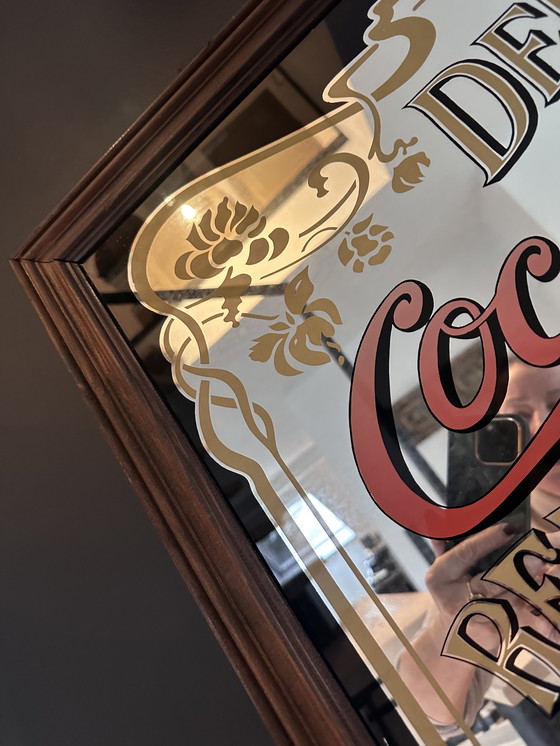 Image 1 of Antiker Coca-Cola-Spiegel – Werbetafel im Jugendstil in Holzrahmen (ca. 1900)