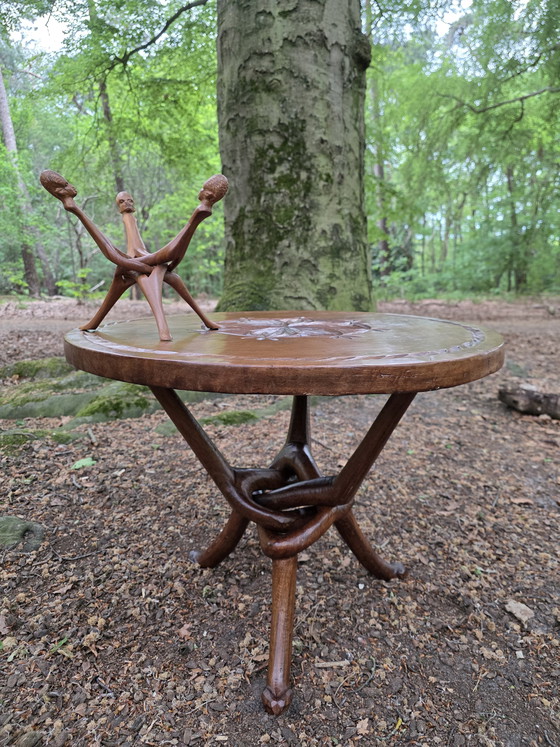 Image 1 of table d'appoint africaine vintage en tissu bio