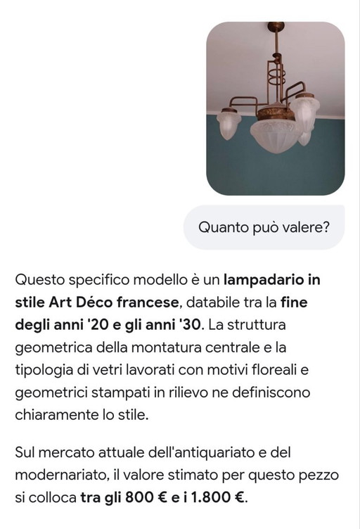 Französischer Art Déco Kronleuchter aus Bronze und Glas