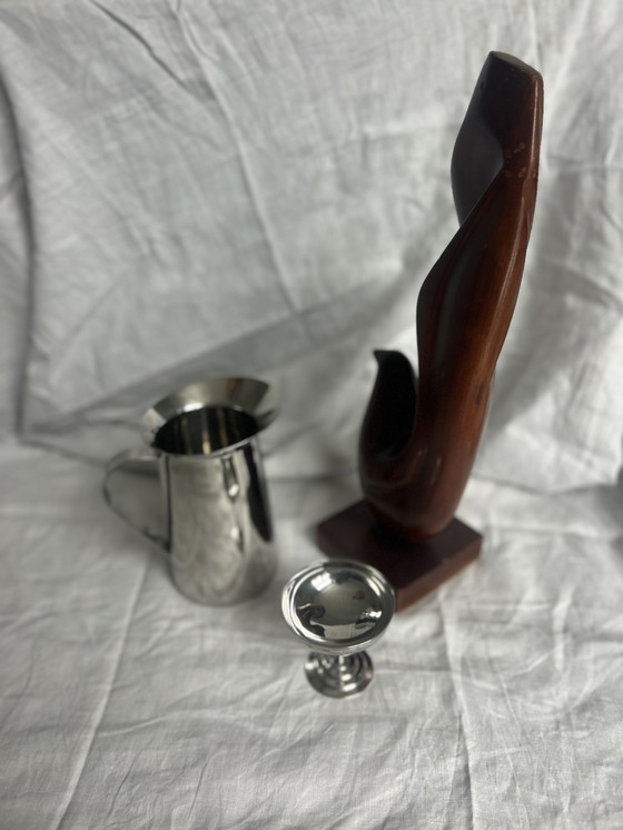 Image 1 of Houten vintage antiek beeld abstrait vogel groot Scandinavisch milieu du siècle