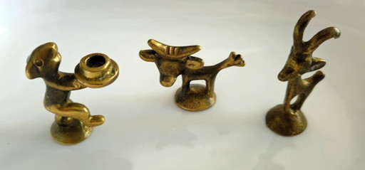 Walter Bosse / Herta Baller – Trio De Figurines Animalières En Laiton – Années 1950 – beeldhouwkunst, Brass