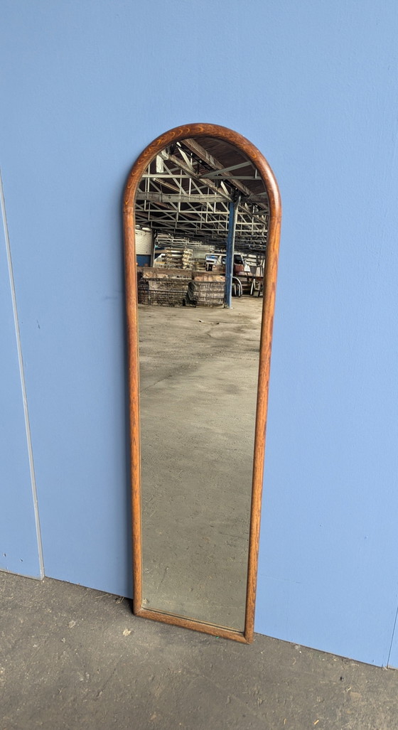 Image 1 of Miroir d'entrée vintage en bois / miroir sur pied