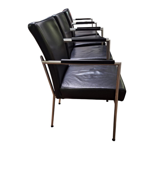 Image 1 of 4x schwarze Lederstühle für Ess- oder Konferenztische