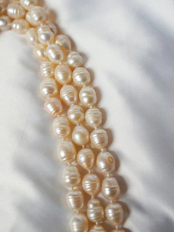 Image 1 of Collana lunga di perle naturali d'acqua dolce barocche rosa irregolari