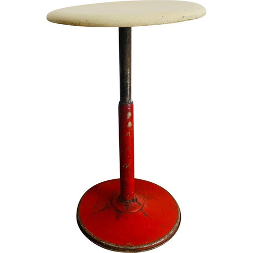 Vintage-Industriehocker aus rotem Metall und Holz für Mirima, 1970