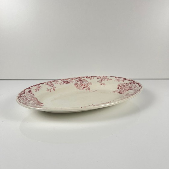 Image 1 of Piatto ovale in gres porcellanato KG Lunéville, "Fontainebleau", rosa, XIX secolo